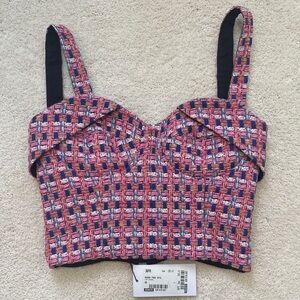 IRO Pink Multi-Color Woven Bustier Crop Top